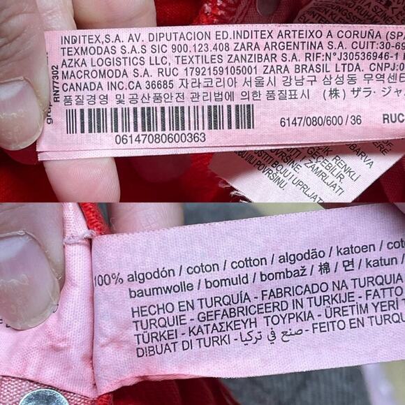 ZARA Z1975 HIGH RISE STRAIGHT LEG RED DENIM JEANS 6147/080 SIZE 4 - Picture 14 of 15